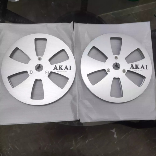 One Pair Akai Metal Aluminum 7'' Silver Tape Reel For GX-747 635D Tape Recorder-