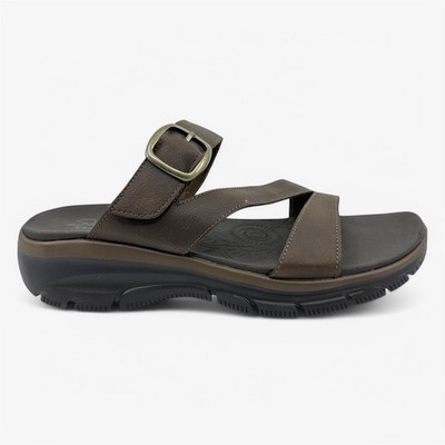 Skechers Easy Going Slide On By Chocolate Womens Sandal Relaxed Fit Slip-On