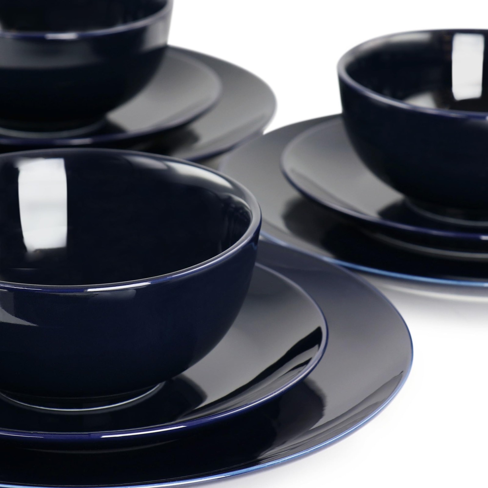 Luna 18 Piece Porcelain Dinnerware Set (Dark Blue), Service for 6