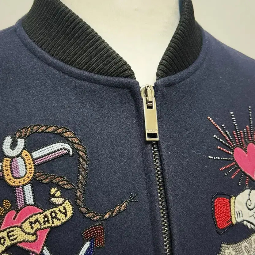 Valentino Garavani Beaded Wool Leather Jacket thumbnail 6