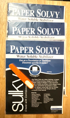 3 Packs 12/Pkg PAPER SOLVY Water Soluble Stabilizer 8.5 x 11  w/Thread Cutter