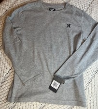 Hurley Boys 12-13 Large Dark Grey Heather Long Sleeve Shirt New