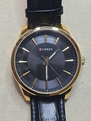 CURREN M:8365 Quartz watch Black Dial, Black Band, 45MM Gold case RUNS