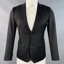 Bande D'Outsiders Taille 36 Manteau De Sport En Laine Noir À Simple Boutonnage