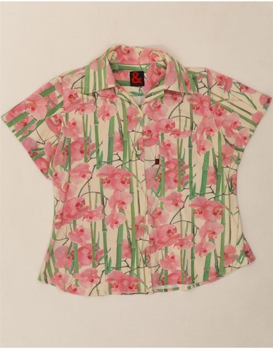 DOLCE & GABBANA Damen Kurzarm Shirt IT 46 Large Rosa Blumen Baumwolle AL04