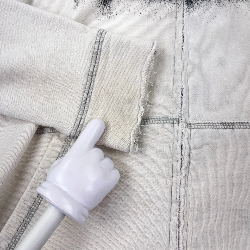 Vintage Y2K Fox Hoodie Women Small White Full Zip Sweatshirt Jacket Grunge Worn - Image 4 of 4