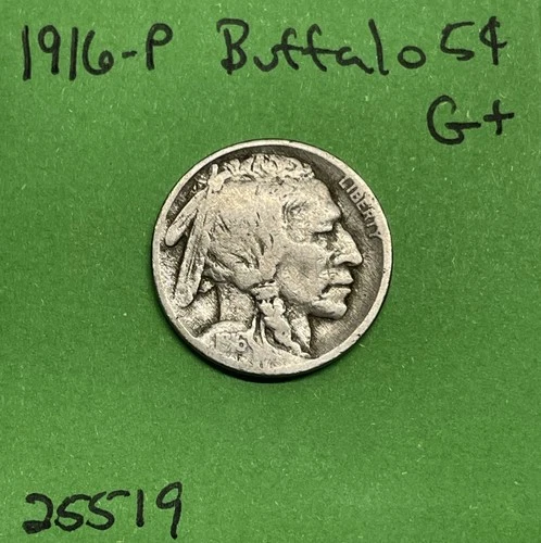 1916-P Buffalo 🦬 Indian Head Nickel 5c Cent Piece Good