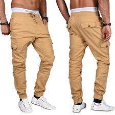 A. Salvarini Herren Designer Cargo Stoff Hose Cargohose Regular Fit NEU AS031