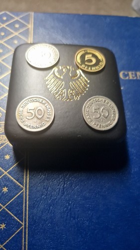3× 50 PF 1949 F,G,J BANK DEUTSCHER LÄNDER, 5 PFENNIG 1995 J POLIERTE PLATTE... - Bild 2 von 7