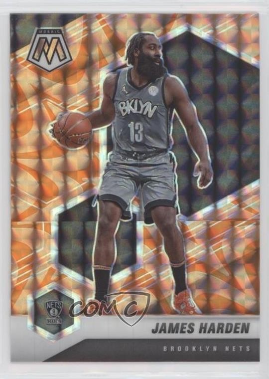 2020-21 Panini Mosaic Reactive Orange Prizm James Harden #173 02v3