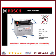 Battery fits BUICK CENTURY SKYLARK 2.8 3.3 5.7D 78 to 91 Bosch 078 480A 56Ah New