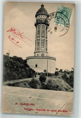 38239719 - Barcelona Leuchtturm Tibidabo Marke bildseitig 1911