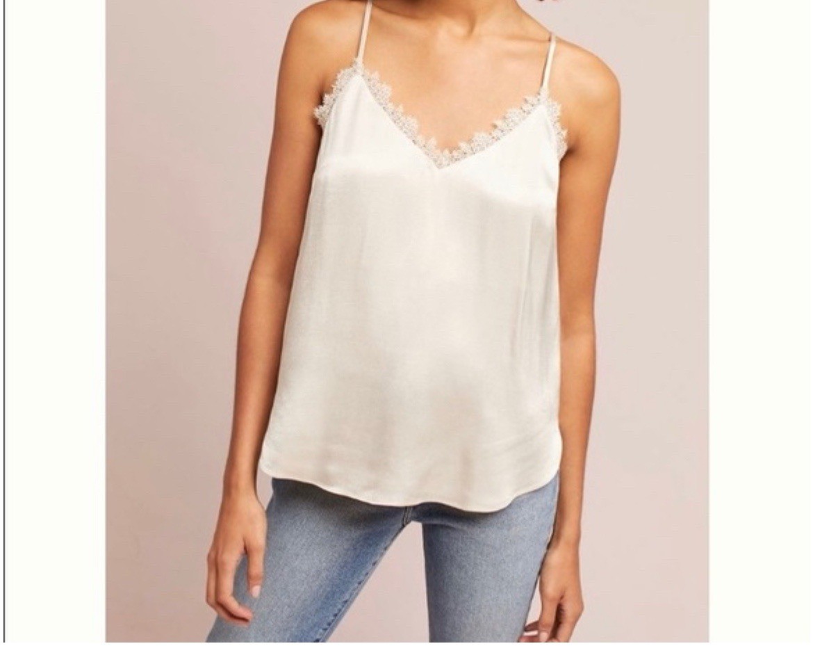 Floreat Anthro Camisole Tank Top Womens Large Lace Adjustable Straps Babydoll