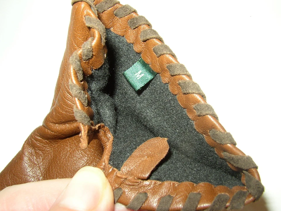 Guantes Ralph Lauren para mujer de cuero suave tostado/marrón talla M logotipo en relieve Foto 3 de 4