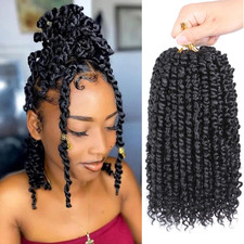 8 Packs Pre-Twisted Passion Twist Crochet Hair 10 Inch Natural Black