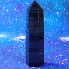 Midnight Lace Obsidian Obelisk Tower 3.6" A Grade 84g Healing Crystal Black Ice