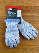 NorthFace Girls' Mossbud Swirl Gloves, purple and pink floral - New, size L