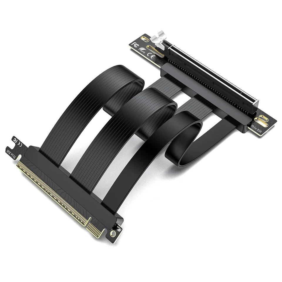 GPU Gen 4/5.0 Riser Cable - 3 Versions - 200mm - White/ Black/Silver Extra Flex - Image 4 of 4