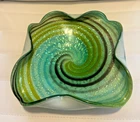 Vintage MCM Murano Glass Art Bowl-Green Swirl-Very pretty & excellent condition.