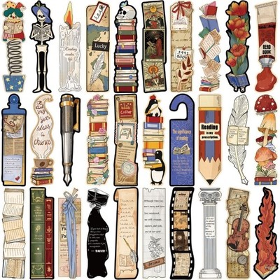 30 Sheets/Set Creative Page Marker Irregular Book Marker Retro Reading Bookmarks