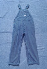 VTG Round House Bib Overalls Stripe Engineer Mens 40X28 Hemmed USA Carpenter