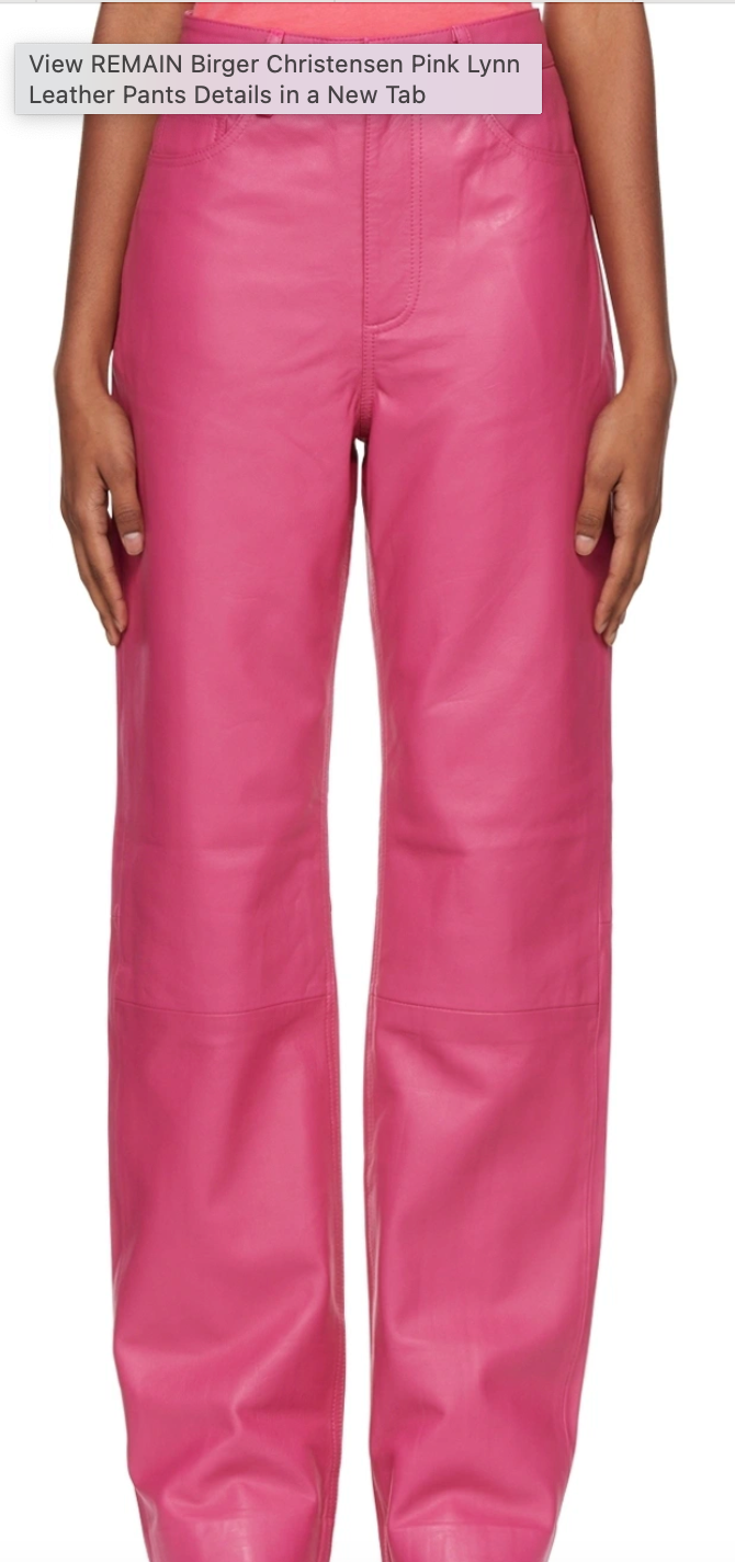 Remain Birger Christensen Lynn High Waist Magenta Straight Leg Leather Pants 0
