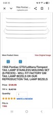 1966 Pontiac Gtolemanstempest Tail Lamp Stainless Molding Set 1966 Pontiac Gtolemanstempest Tail Lamp Stainless Molding Set
