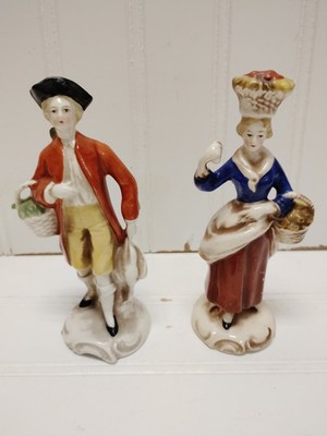 Vintage Goebel German Porcelain Man & Woman Figurines Pair Peasant Germany