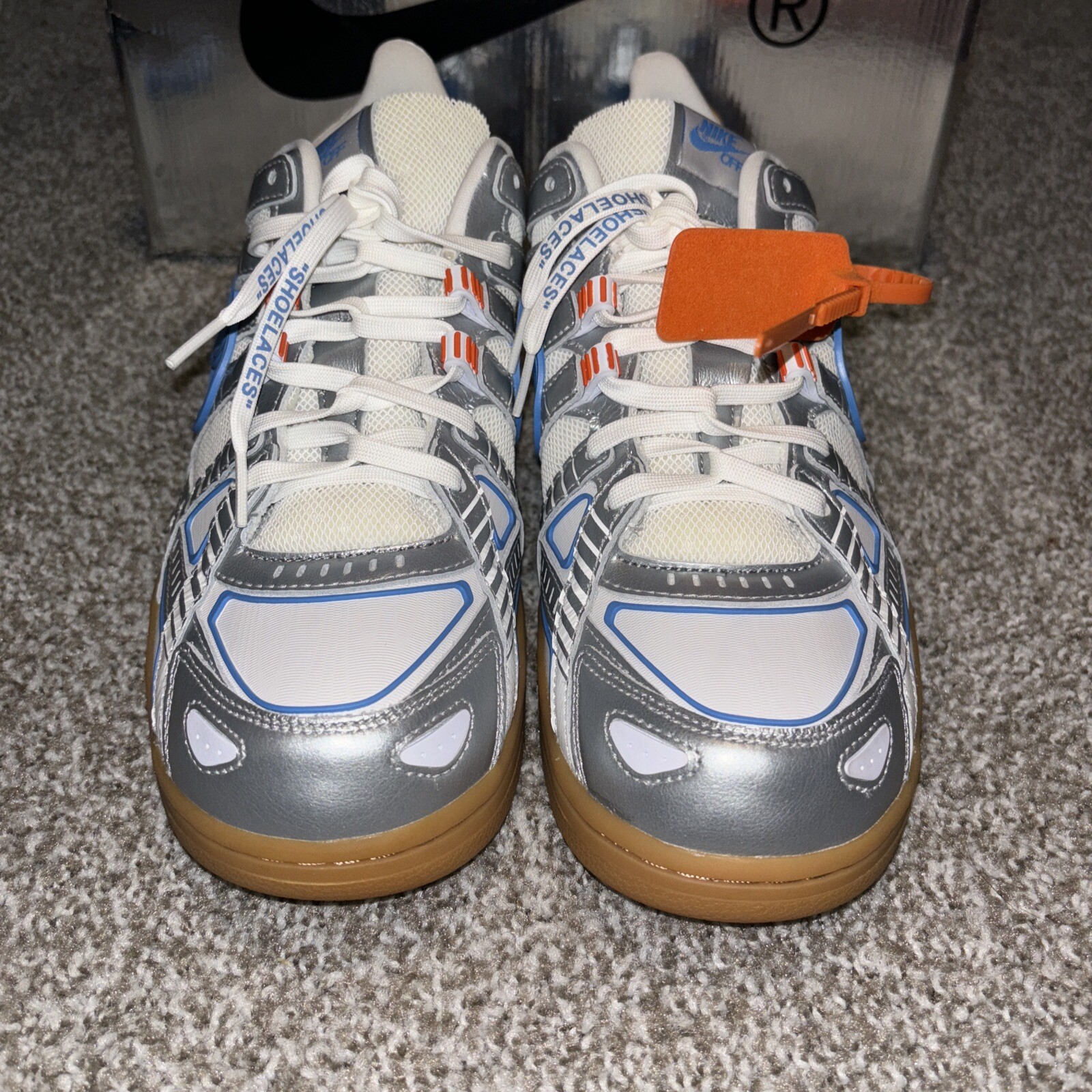 OFF WHITE X NIKE Taglia 11 5 Nike Off White x Air Rubber Dunk University Blue nuove con scatola Virgil Abloh