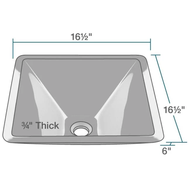 Fregadero de encimera de lavabo de vidrio templado Direct #603 MR Direct 16,5", recipiente de baño Foto 4 de 4