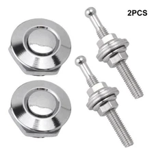 Button Push Quick Hood Release Bonnet Pins Lock Clip Car Bumper Latch Kit Silver