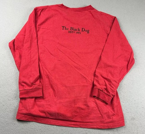 The Black Dog Shirt Mens Large Red Cotton Crew Neck Long Sleeves Pullover Tee * - Picture 4 of 11