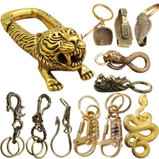 Retro Brass Waist Belt Clip Keychain Belt Loop Key Holder Keyring Wallet Chain