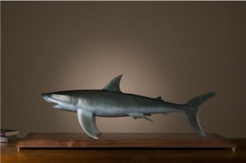 Limited Edition Pure Brass 100% Hand-carved sea animals great White Shark Statue