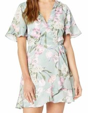 $355 Show Me Your Mumu Women's Green Evelyn Side Tie Mini Wrap Dress Size Medium