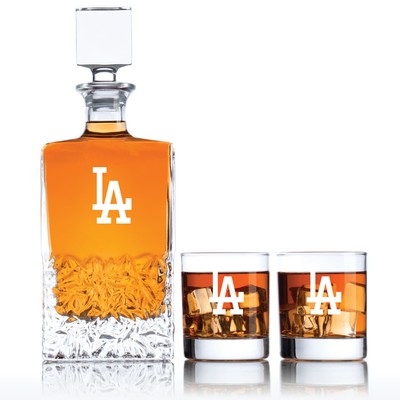 LA Dodgers Engraved Baseball Decanter Set - Baseball Team Design AZG123E