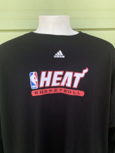 3XL TALL Adidas Mens Miami Heat NBA Basketball Short Sleeve Black Cotton T SHIRT - Picture 1 of 5