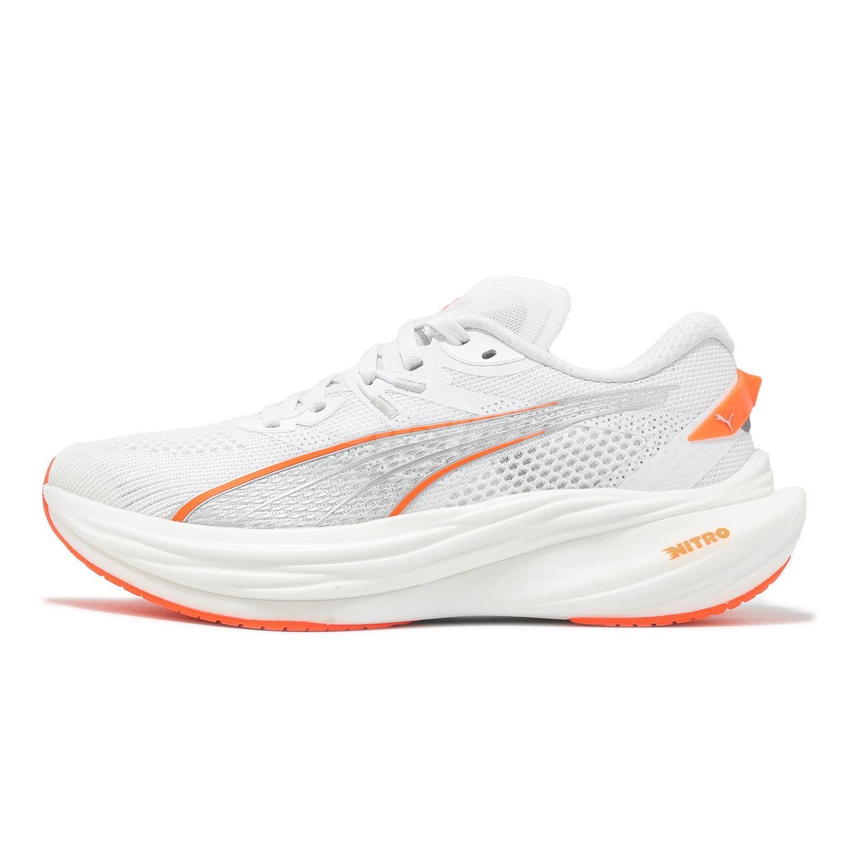 Puma Deviate Nitro 3 White Orange Women Road Running Jogging Shoes
