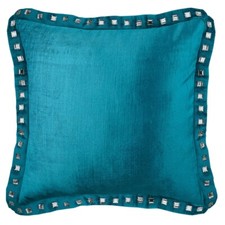 Decorative Throw Pillow Case Blue 16"x16" Velvet - Turquoise Blue Crystal Palace