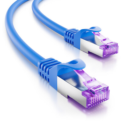 deleyCON 2m RJ45 Patchkabel mit CAT7 Rohkabel LAN DSL Netzwerkkabel S/FTP blau