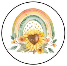 WATERCOLOR SUNFLOWER RAINBOW ENVELOPE SEALS LABELS STICKERS PARTY FAVORS