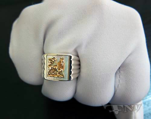 ORIGINAL RASTA THANAMEE GOLD LION PEARL SHELL.925 STERLING SILVER RING - Picture 4 of 4