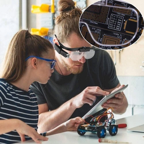 LED Juwelier Vergrößerungsbrille Stirnbandlupe beleuchtetes Visier mit 3 Gläsern - Bild 8 von 12