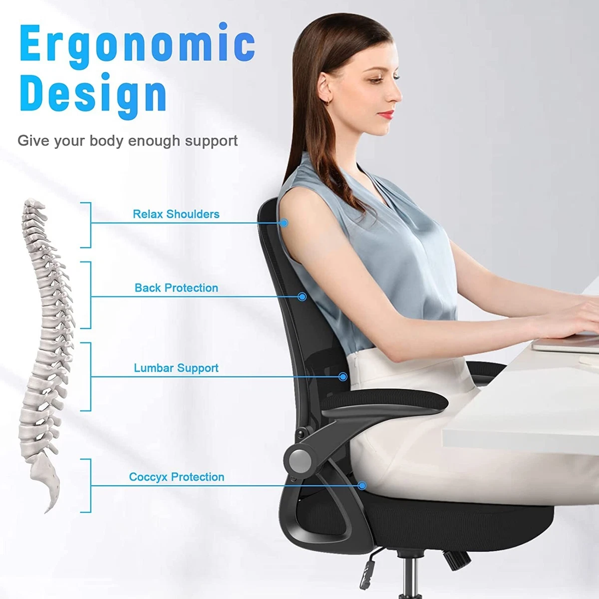 Ergonomic Mesh Office Chair Lumbar Support Mid-Back Desk Swivel