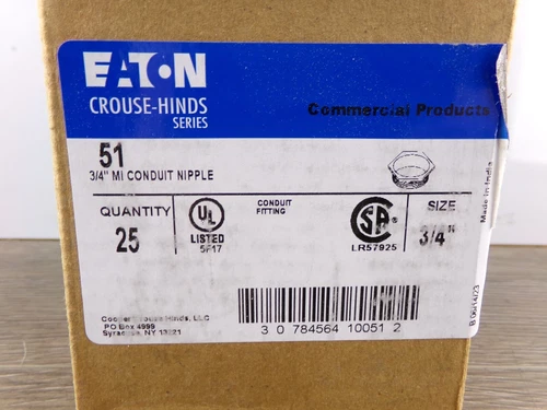 New Crouse & Hinds 51 3/4" Bushed Nipple Conduit Fitting (Pack of 25) S3