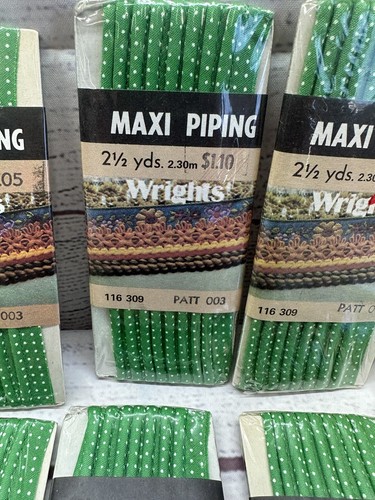 Wrights Maxi Piping - 003 Patt Green w/ white dot - 2 1/2 yds each - lot of 24 - Picture 3 of 5