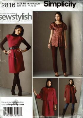 Simplicity Sewing Pattern 2816 Dress Top Jacket Pants Misses Size 14-22