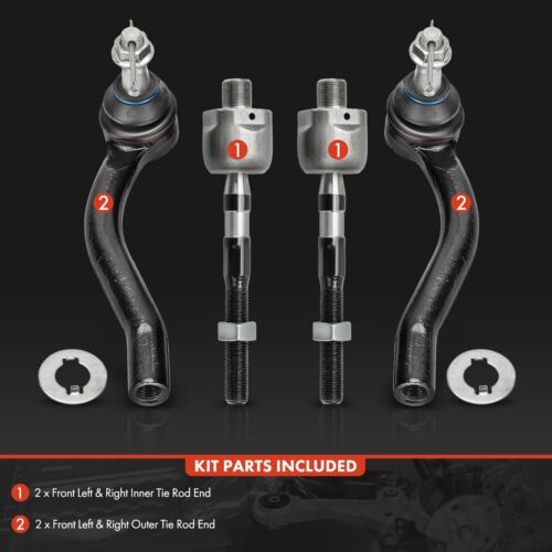 4Pcs New Tie Rod Ends for INFINITI G37 2008-2010 Nissan 370Z Front Inner & Outer - Picture 2 of 8