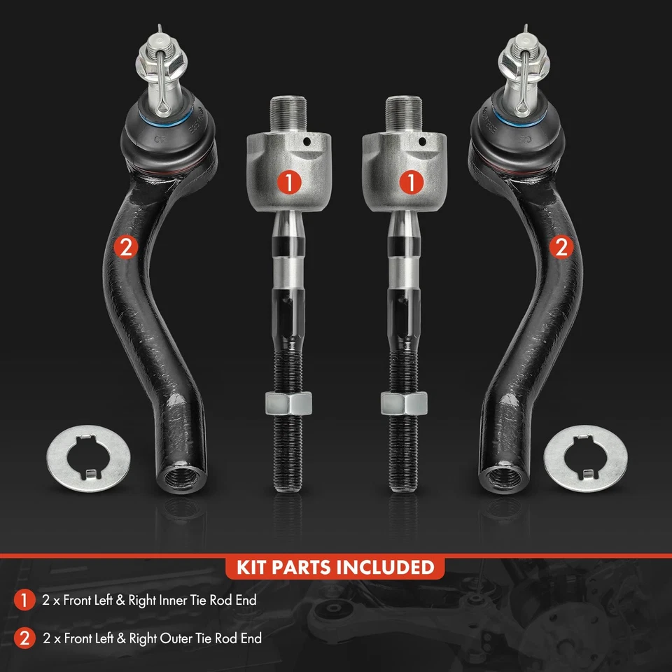 4Pcs New Tie Rod Ends for INFINITI G37 2008-2010 Nissan 370Z Front Inner & Outer - Image 2 of 4