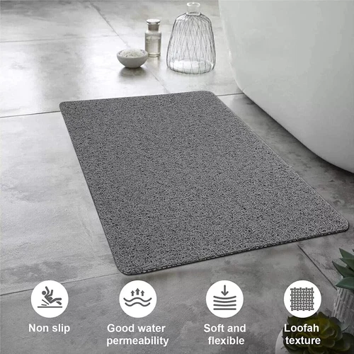Loofah Shower Mat for Inside Shower Non-Slip Anti Mould PVC Bath Mat Quick Dry - Picture 5 of 15